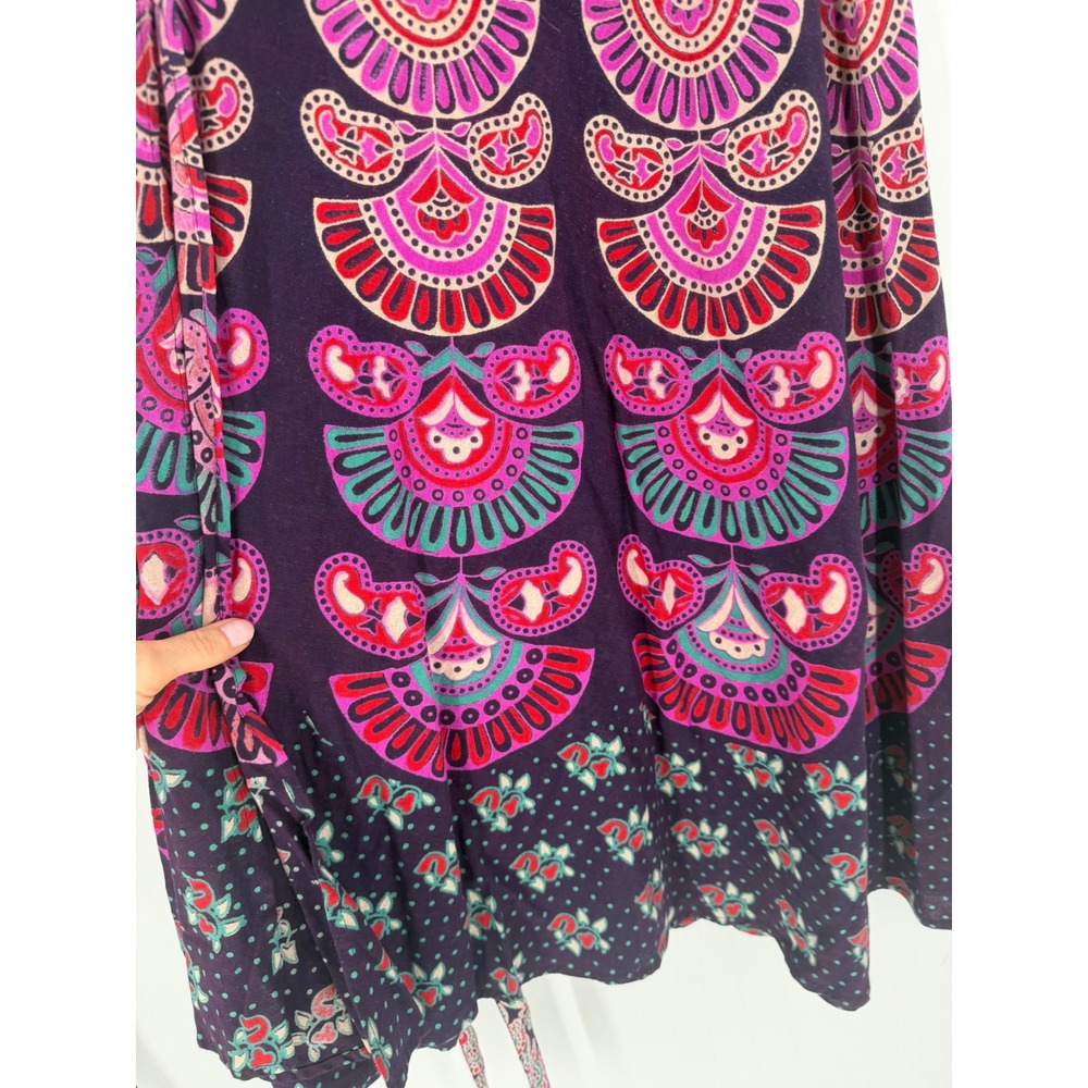 NWT Darn Good Yarn Wrap Maxi Skirt 4-12 Purple Peacock‎ Cotton Boho Cottagecore - Picture 4 of 7